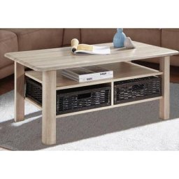 PRO Line Couchtisch, aus Holz, 2 Ablageböden, 2 Körbe als Ablagefächer, rechteckig