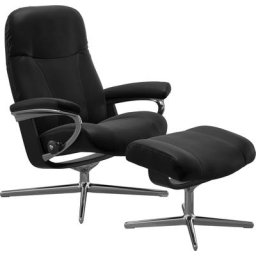 Stressless® Fußhocker Garda, mit Cross Base, Größe M & L, Holzakzent Schwarz