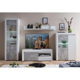 Home affaire Wohnwand Stone Marble, (4-St), bestehend aus vier Möbelstücken, in grifflosen Design, Breite 319 cm