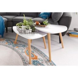 PRO Line Satztisch (Set), Massivholz Buche, Platte Holz, Couchtische in unterschiedlichen Höhen