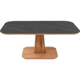 Vierhaus Couchtisch, Couchtisch, Platte Auflage HPL Marmara Nero, Bodenplatte wildeiche