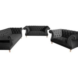 Max Winzer® Sitzgruppe Isabelle, (3-tlg), mit edler Knopfheftung & gedrechselten Füßen in Buche natur