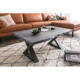 MCA furniture Couchtisch Cartagena, Couchtisch Massivholz mit Baumkante und natürlichen Rissen und Löchern