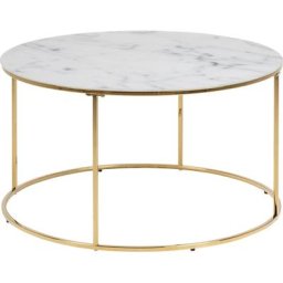 andas Couchtisch (1 Tisch), Rund Ø80, Glas mit Marmoroptik
