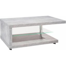 PRO Line Couchtisch, aus Holz, mit Ablageboden aus Glas, mit Rollen, rechteckig