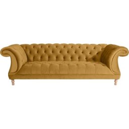 Max Winzer® Chesterfield-Sofa Isabelle, mit Knopfheftung & gedrechselten Füßen in Buche natur, Breite 260 cm