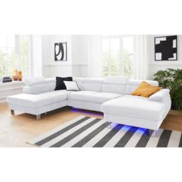 COTTA Polstergarnitur Komaris, (Set), Set: bestehend aus Wohnlandschaft und Hocker, Kopfteilverstellung