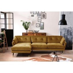Trendfabrik Ecksofa, mit Fuß in Holz-Metallkombination, Recamiere rechts oder links