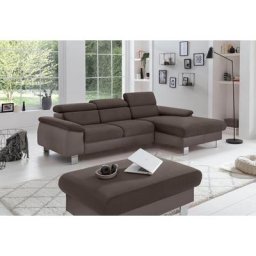 COTTA Polstergarnitur Komaris, (Set), Set: bestehend aus Ecksofa und Hocker, Kopfteilverstellung