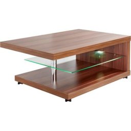 PRO Line Couchtisch, aus Holz, mit Ablageboden aus Glas, mit Rollen, rechteckig