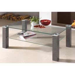 PRO Line Couchtisch, mit Glasplatte, Ablageboden aus Glas, Gestell aus Holz, rechteckig