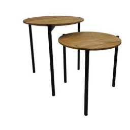 andas Couchtisch Kotka (Im Set zwei Couchtische), Tischplatte aus massiver Eiche, Beingestell aus Metall