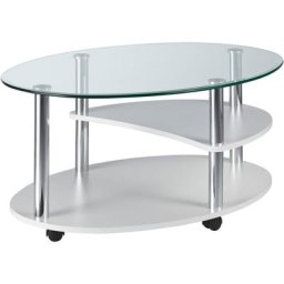 PRO Line Couchtisch, mit Glasplatte, Gestell aus Holz und Metall, Ablageboden, mit Rollen