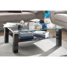 PRO Line Couchtisch, mit Glasplatte, Glasboden, Gestell aus Holz, rechteckig