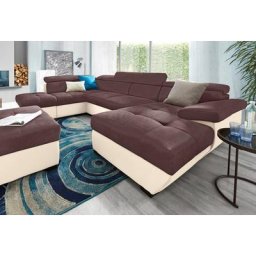 COTTA Polstergarnitur, (Set), Set: bestehend aus Wohnlandschaft und Hocker, wahlweise Bettfunktion