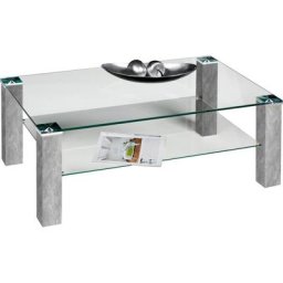 PRO Line Couchtisch, mit Glasplatte, Ablageboden aus Glas, Gestell aus Holz, rechteckig