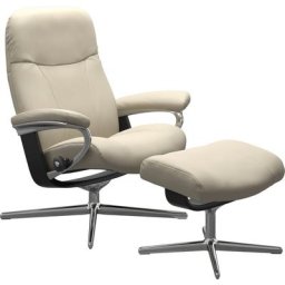Stressless® Fußhocker Garda, mit Cross Base, Größe M & L, Holzakzent Schwarz