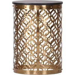 Leonique Beistelltisch Menton, mit kunstvollem Metallgestell in gold und dunkler Massivholzplatte