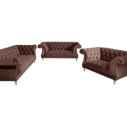 Max Winzer® Sitzgruppe Isabelle, (3-tlg), mit edler Knopfheftung & gedrechselten Füßen in Buche natur