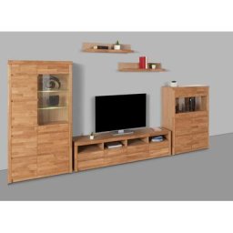 Woltra Wohnwand Silkeborg, (Set, 5-St), teilmassiv mit schöner, griffloser Optik
