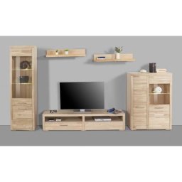 Woltra Wohnwand Falco, (Set, 4-St., 5), Fronten aus Massivholz