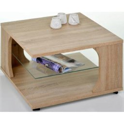 PRO Line Couchtisch, aus Holz, mit Rollen, Ablageboden aus Glas, quadratisch