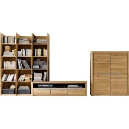 Quadrato Wohnwand Florenz, (Spar-Set, bestehend aus Artikel: 61385604 Regal, 77599648 TV-Board, 88172900), Breite 370 cm, Wildeiche massiv