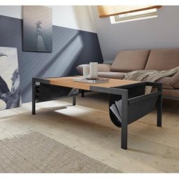 andas Couchtisch Pauli, aus MDF, Eichenfurnier & Metallfüße, Breite 125 cm
