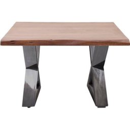 MCA furniture Couchtisch Cartagena, Couchtisch Massivholz mit Baumkante und natürlichen Rissen und Löchern