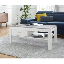 PRO Line Couchtisch, aus Holz, Gestell in weiß mit Schublade und Ablageboden