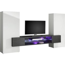 Tecnos Wohnwand AKKA, Front/ Korpus Hochglanz lackiert, schieferfarben matt