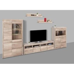 Woltra Wohnwand Silkeborg, (Set, 5-St), teilmassiv mit schöner, griffloser Optik