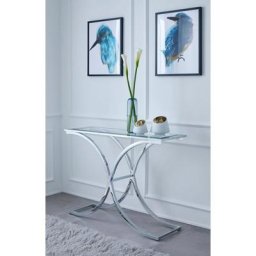 Guido Maria Kretschmer Home&Living Beistelltisch Ballum, mit modernem Chromgestell und einer Glasplatte, Breite 100 cm