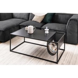 ACTONA GROUP Couchtisch, mit Gestell aus Metall, rechteckige Form, Zeitungsständer aus Metall