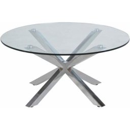 andas Couchtisch Hanna, mit Glastischplatte aus klarem Glas und Chrom Gestell