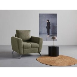 andas Sessel Lörby, auch mit Aqua clean-Bezug, feine Steppung im Sitzbereich, lose Kissen