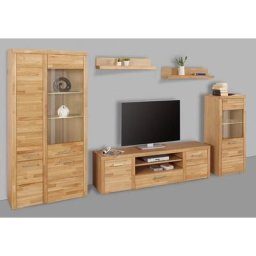 Woltra Wohnwand Falco, (Set, 4-St., 5), Fronten aus Massivholz