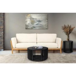 andas Couchtisch Drum, Holzfurnier aus Eiche, Sproßen aus massiver Eiche