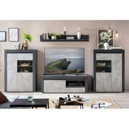 Home affaire Wohnwand Stone Marble, (4-St), bestehend aus vier Möbelstücken, in grifflosen Design, Breite 350 cm