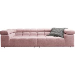 INOSIGN Big-Sofa Ancona, auffällige Steppung, inkl. 2 Zierkissen und verstellbaren Kopfstützen