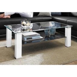 PRO Line Couchtisch, mit Glasplatte, Glasboden, Gestell aus Holz, rechteckig