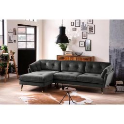 Trendfabrik Ecksofa, mit Fuß in Holz-Metallkombination, Recamiere rechts oder links