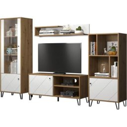 trendteam Wohnwand Touch, (4-St), Fräsungen in Rautenoptik