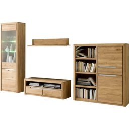 Quadrato Wohnwand Florenz, (Set, bestehend aus Artikel: 71782932, 28450118, 36255434, 67725334), Breite 300 cm, Wildeiche massiv