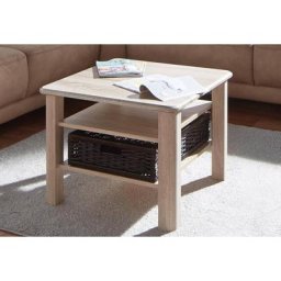PRO Line Beistelltisch, aus Holz, 2 Ablageböden, 1 Korb als Ablagefach, quadratisch