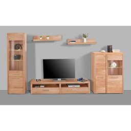 Woltra Wohnwand Falco, (Set, 4-St., 5), Fronten aus Massivholz