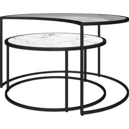 Dorel Home Couchtisch Moon (2-St), mit obere Tischplatte aus geriffeltem Glas, Höhe 45 cm