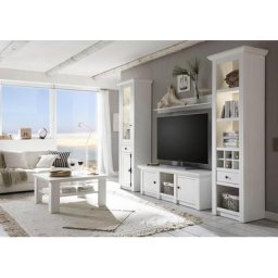 Home affaire Wohnwand California, (4-St., Besteht aus 1 Standregal, 1 Vitrine, 1 Lowboard, 1 Wandregal)