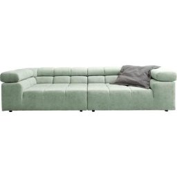 INOSIGN Big-Sofa Ancona, auffällige Steppung, inkl. 2 Zierkissen und verstellbaren Kopfstützen