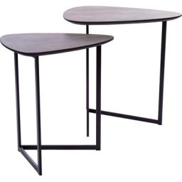 Home affaire Beistelltisch, Beistelltisch Set Oval, grau lackierter Tischplatte, Stabilem Gestell
